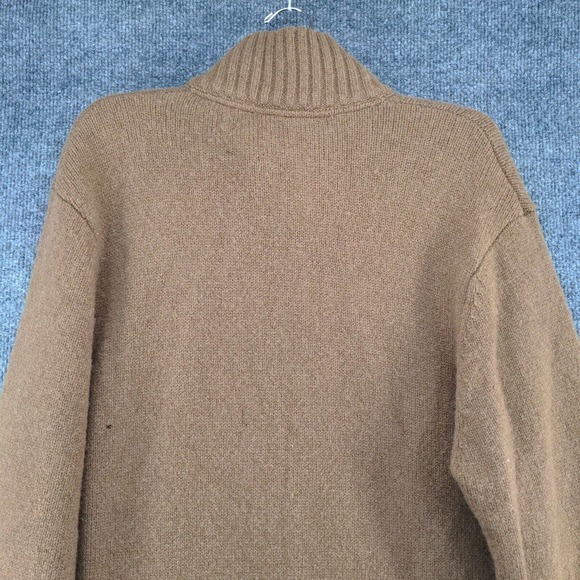 Timberland Men's 1/4 Zip Pullover Knit Sweater Brown XL Chest Stripe Lambswool - Picture 6 of 13